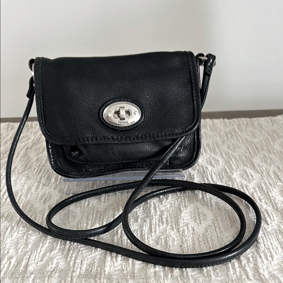 Fossil Handbags - Fossil Black Leather Crossbody Bag